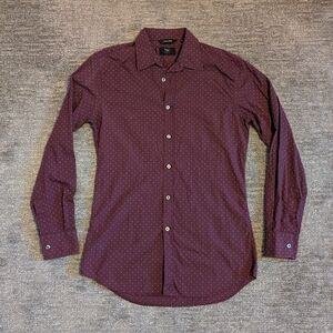 Paul Smith London Barney's New York Maroon Polka Dot Tailored Shirt - 15/38